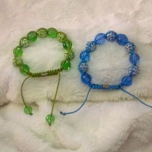 2 Preowned crystal glass  shamballa bracelets